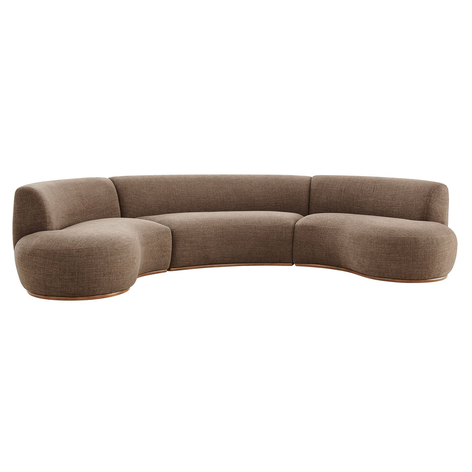 Rialta 3 Piece Curved Slub Weave Fabric Sectional Sofa by Modway