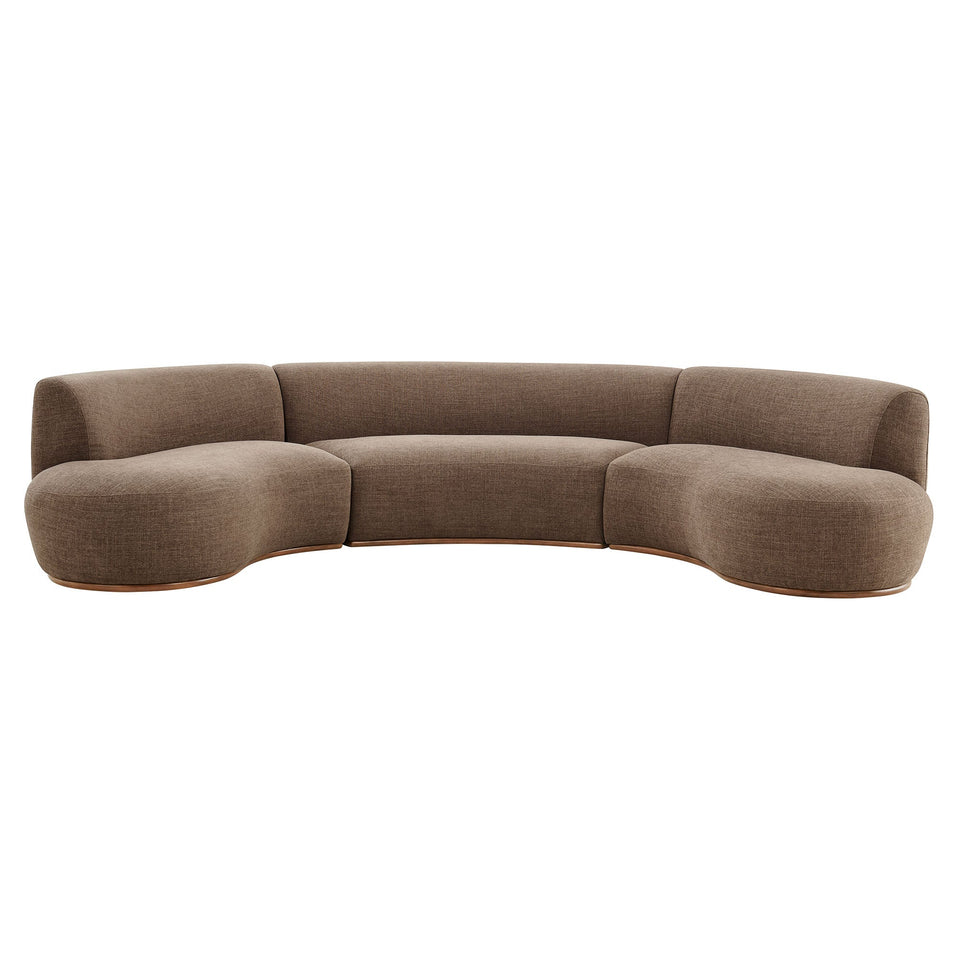 Rialta 3 Piece Curved Slub Weave Fabric Sectional Sofa by Modway
