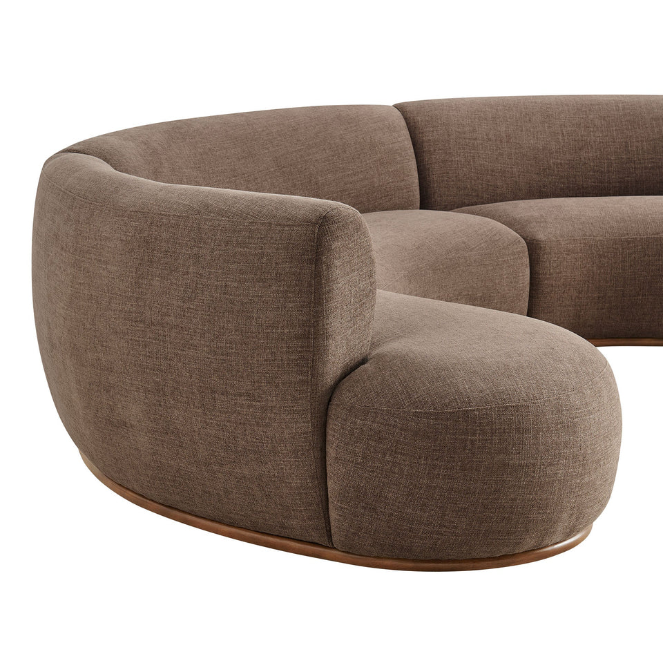 Rialta 3 Piece Curved Slub Weave Fabric Sectional Sofa by Modway