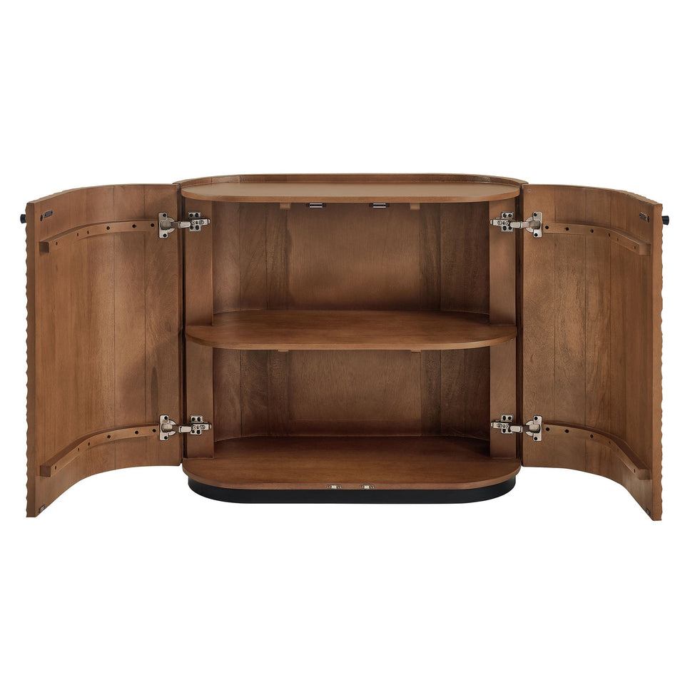 Aven 36 Inch Chiseled Curved Wood 2 Door Accent Cabinet by Modway