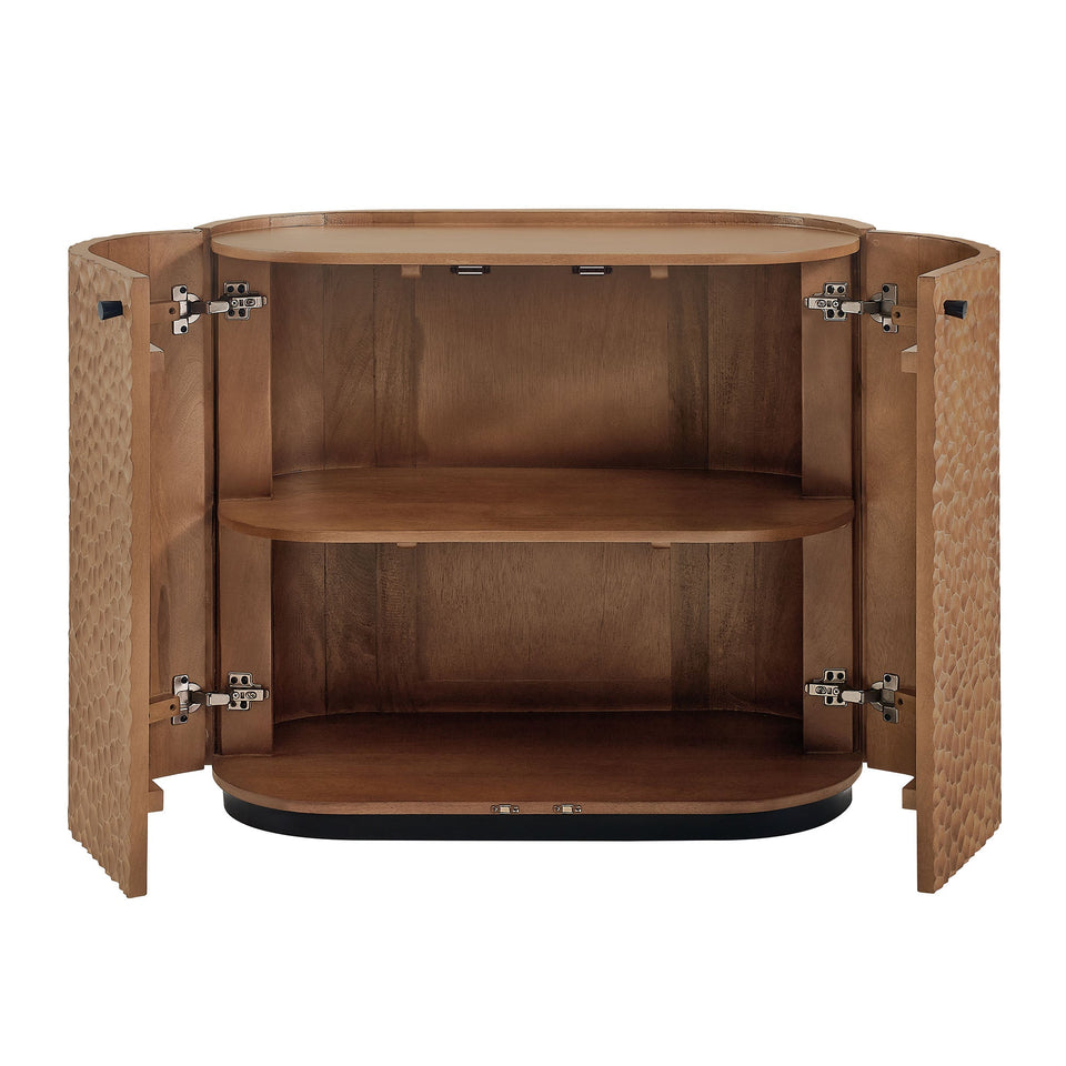 Aven 36 Inch Chiseled Curved Wood 2 Door Accent Cabinet by Modway