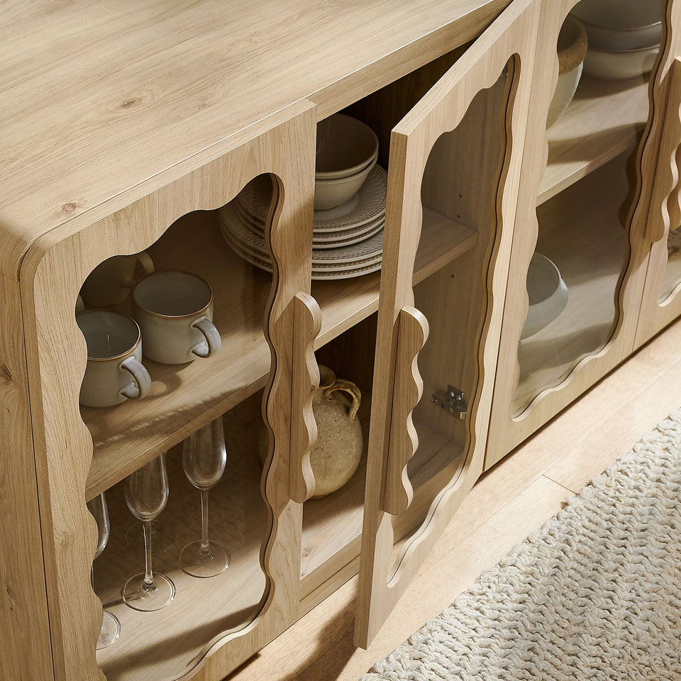Rory 62 Inch Four-Door Scalloped Glass Sideboard by Modway