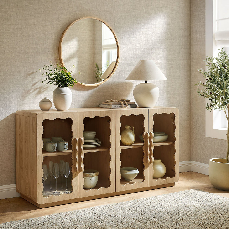 Rory 62 Inch Four-Door Scalloped Glass Sideboard by Modway