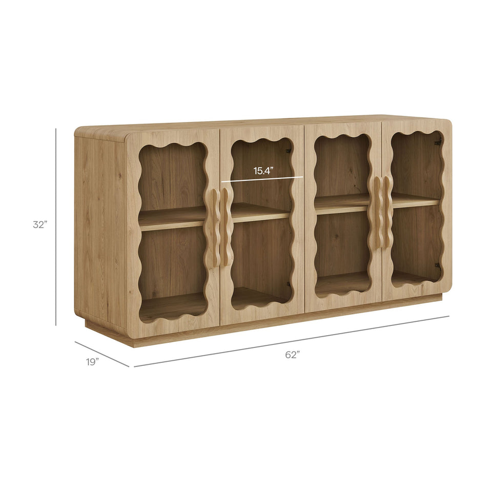 Rory 62 Inch Four-Door Scalloped Glass Sideboard by Modway