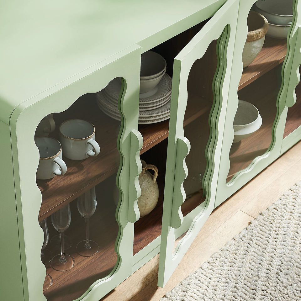 Rory 62 Inch Four-Door Scalloped Glass Sideboard by Modway