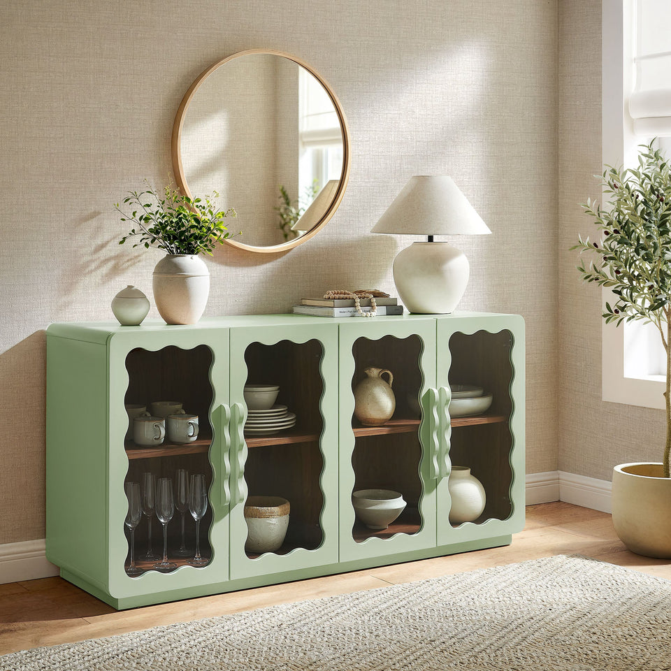 Rory 62 Inch Four-Door Scalloped Glass Sideboard by Modway