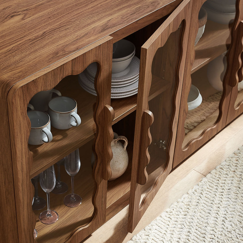 Rory 62 Inch Four-Door Scalloped Glass Sideboard by Modway