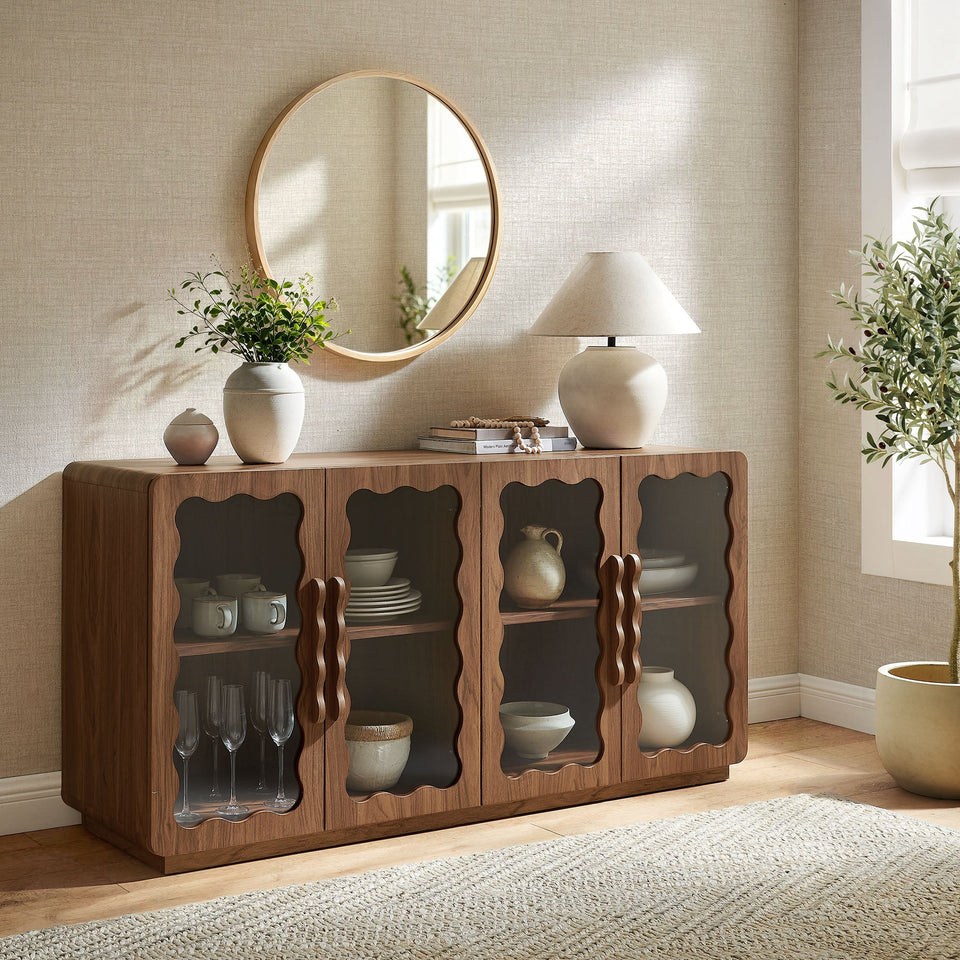 Rory 62 Inch Four-Door Scalloped Glass Sideboard by Modway