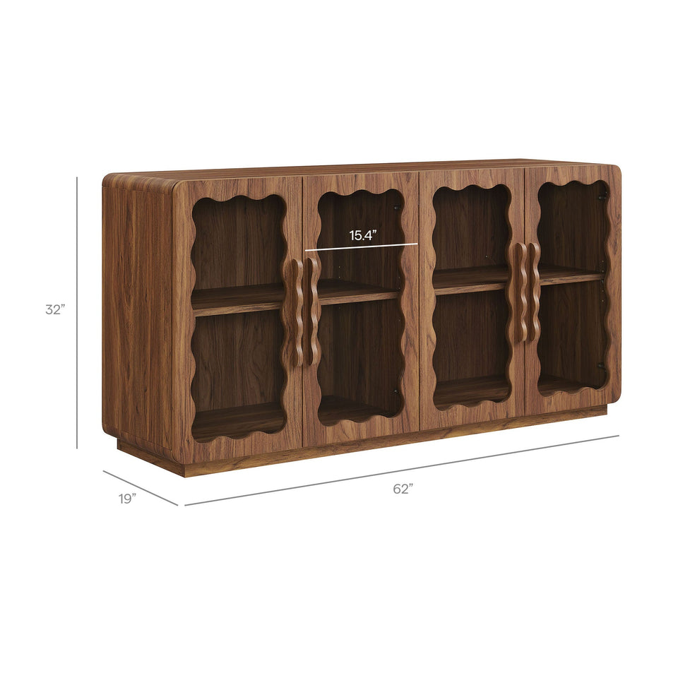 Rory 62 Inch Four-Door Scalloped Glass Sideboard by Modway