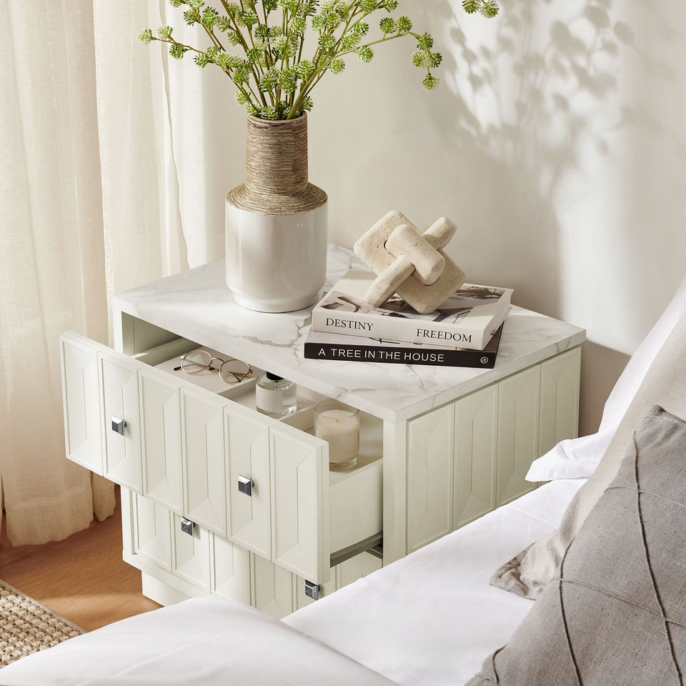 Mabry 23 Inch Geometric Faceted Two Drawer Nightstand by Modway