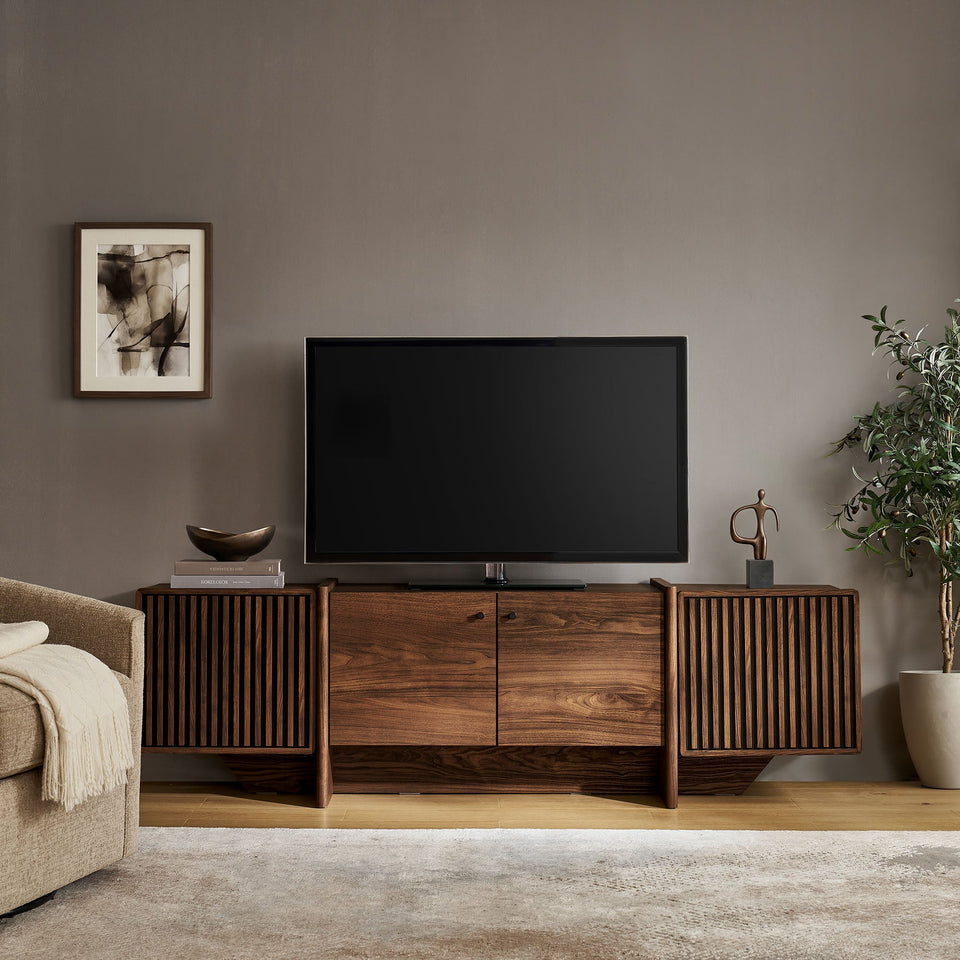 Yarrow 77 Inch Fluted Four Door TV Stand by Modway