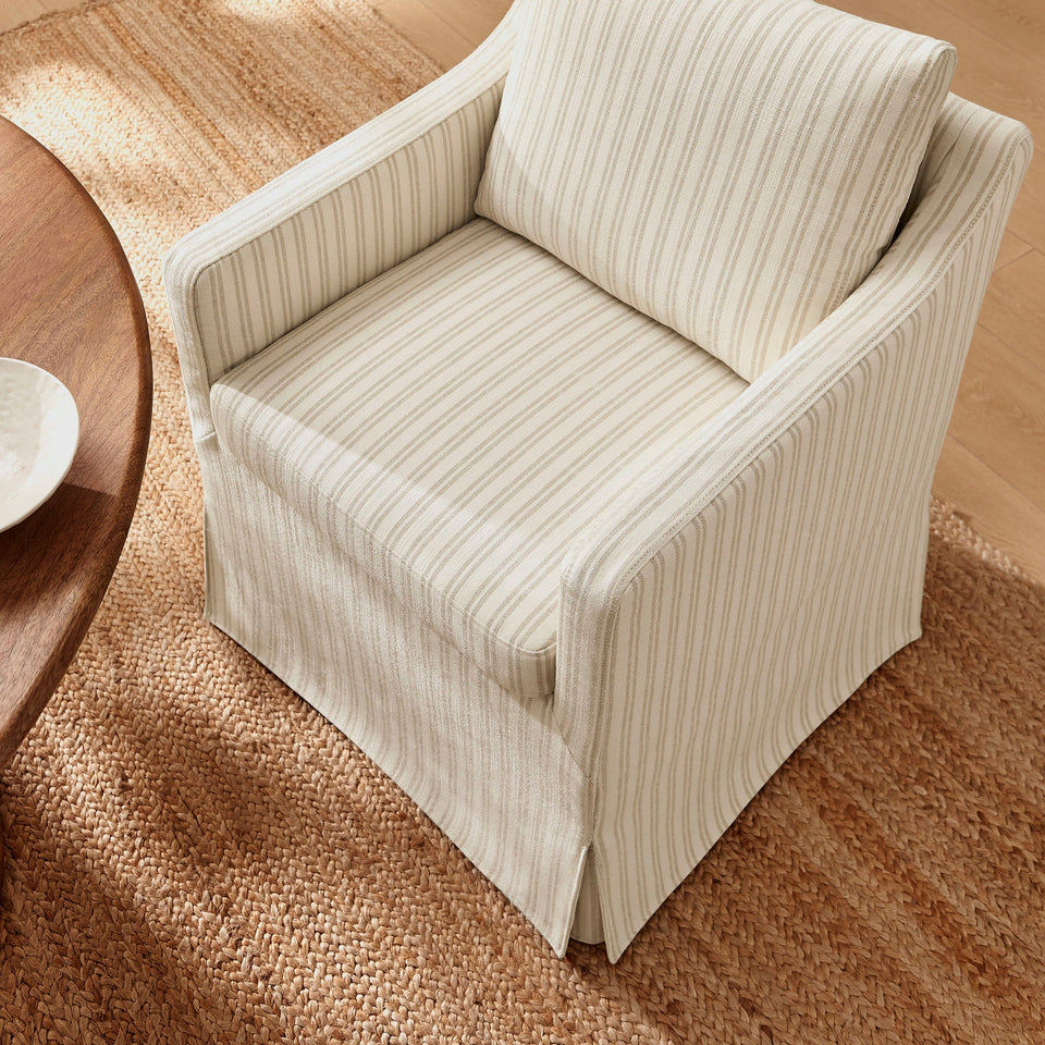 Serene Slipcovered Striped Fabric Dining Armchair by Modway