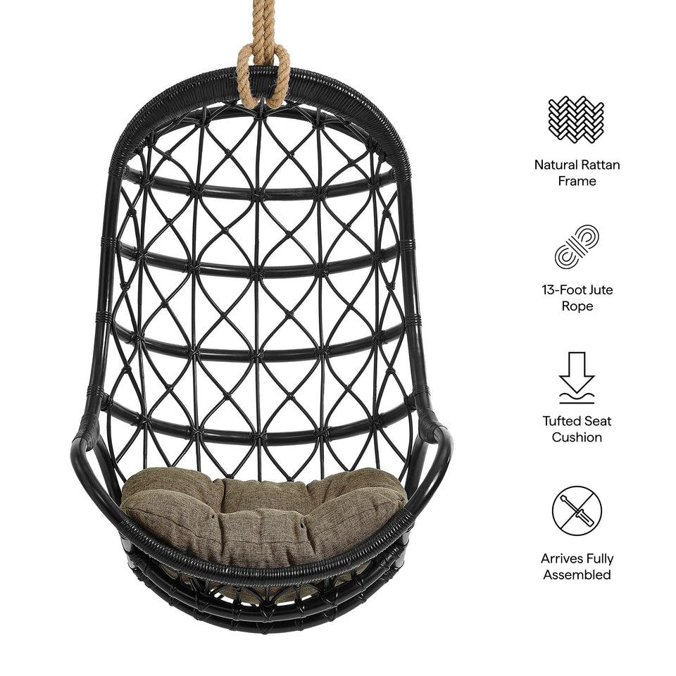Tamarind Natural Rattan Hanging Chair by Modway