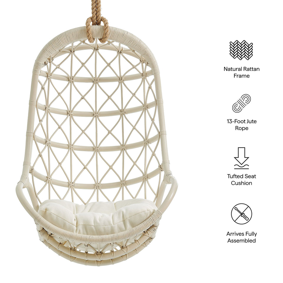 Tamarind Natural Rattan Hanging Chair by Modway