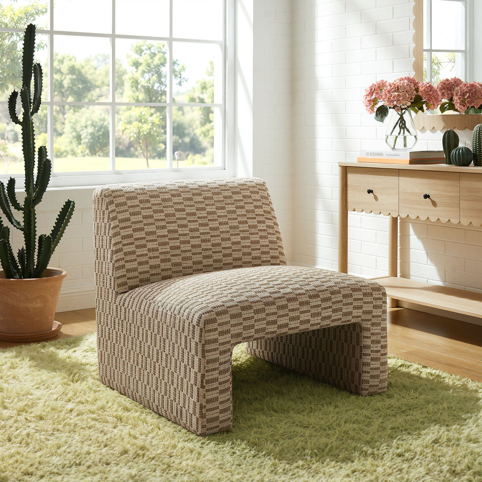 Amita Checked Woven Fabric Armless Accent Chair by Modway