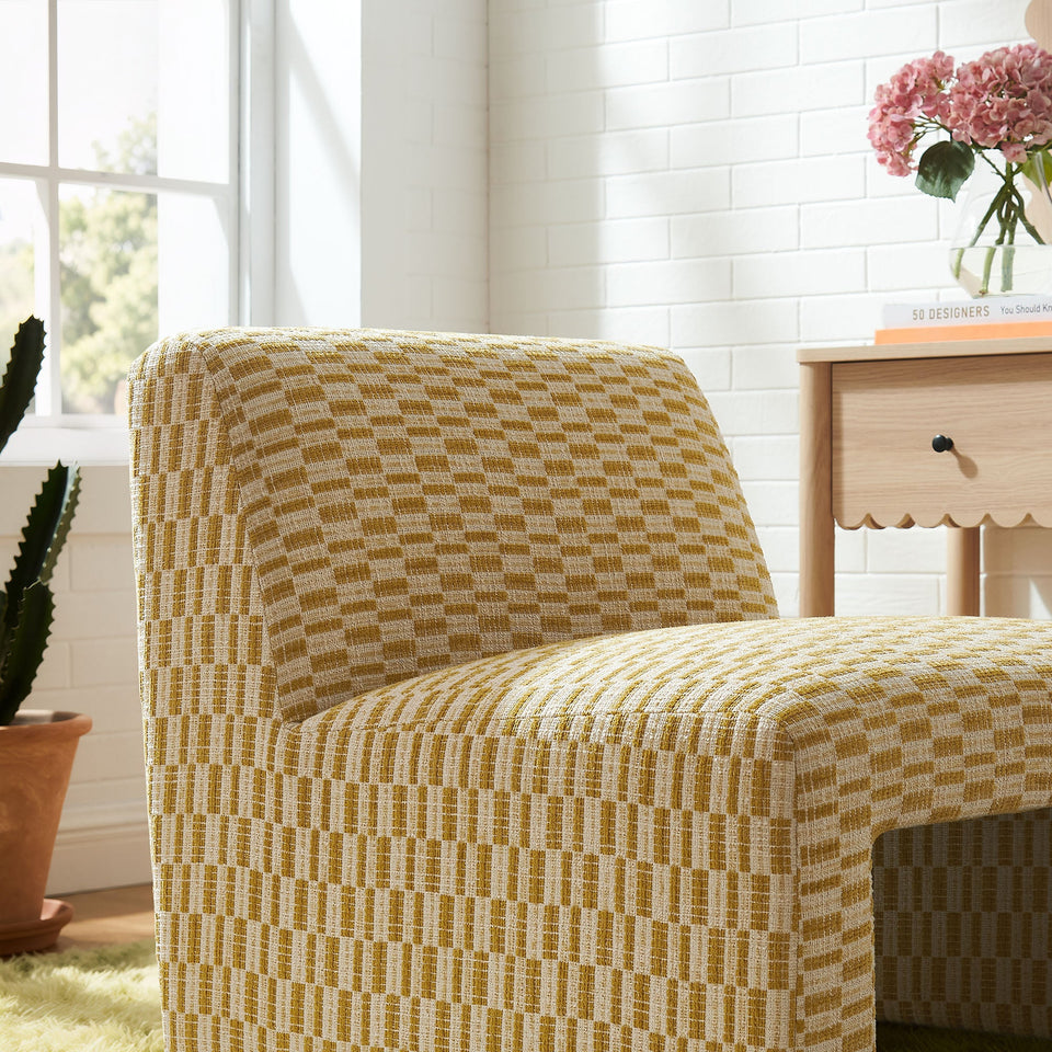 Amita Checked Woven Fabric Armless Accent Chair by Modway