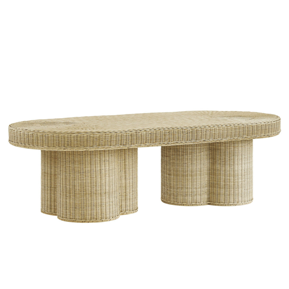 Sarova 60 Inch Natural Rattan Pedestal Coffee Table by Modway