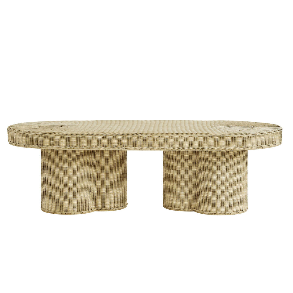 Sarova 60 Inch Natural Rattan Pedestal Coffee Table by Modway