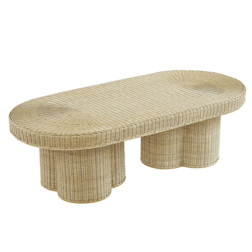 Sarova 60 Inch Natural Rattan Pedestal Coffee Table by Modway