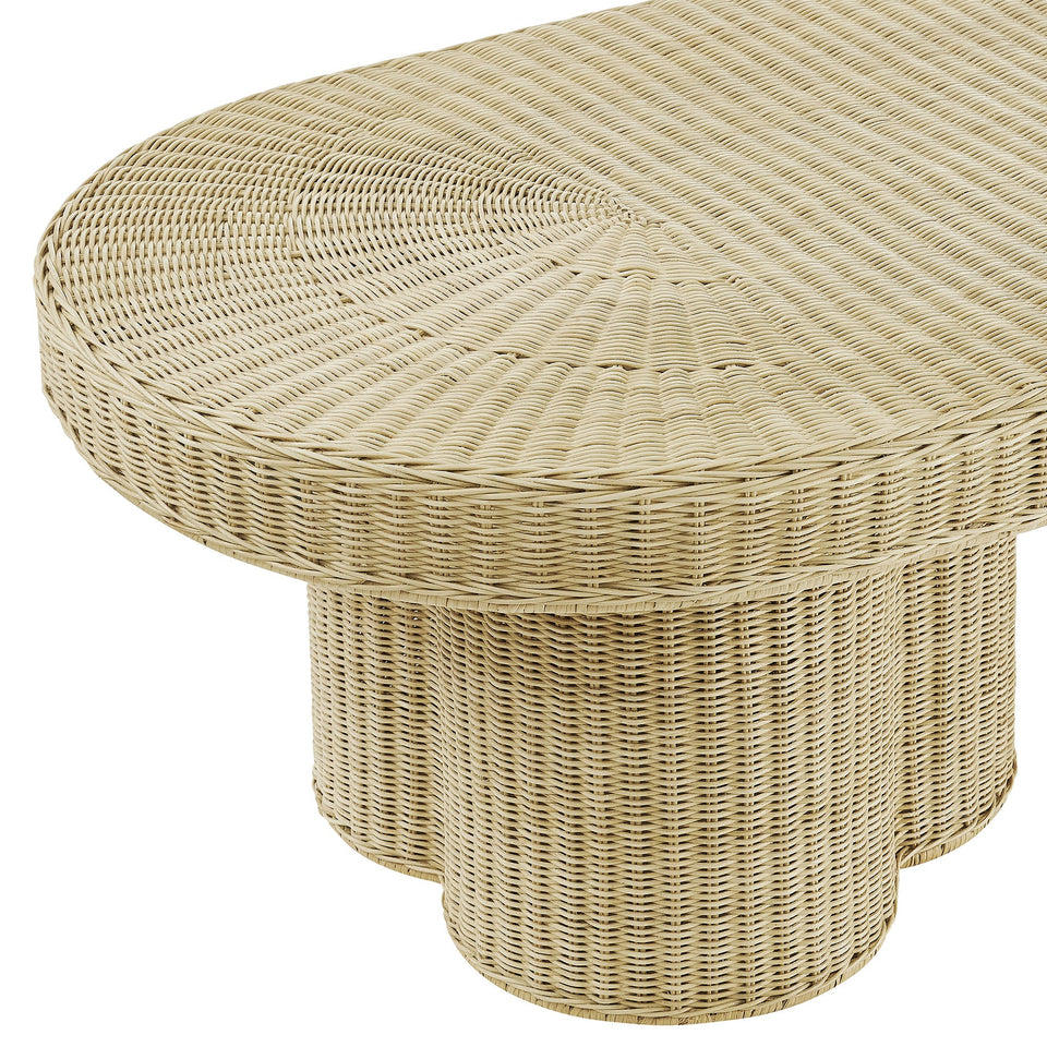 Sarova 60 Inch Natural Rattan Pedestal Coffee Table by Modway
