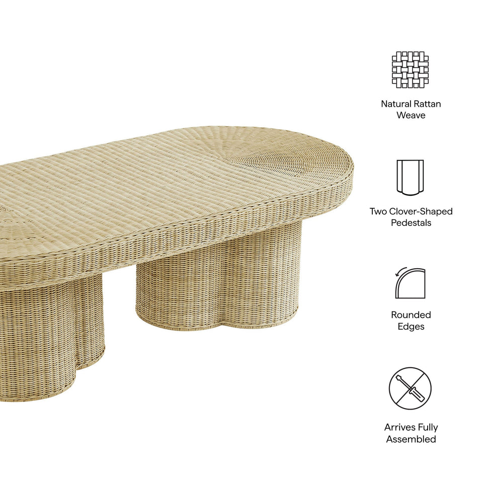 Sarova 60 Inch Natural Rattan Pedestal Coffee Table by Modway