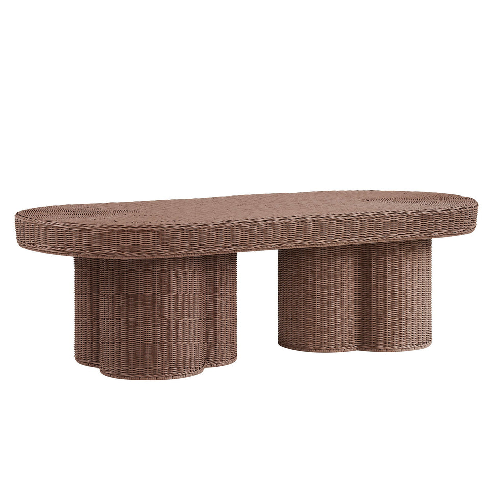 Sarova 60 Inch Natural Rattan Pedestal Coffee Table by Modway