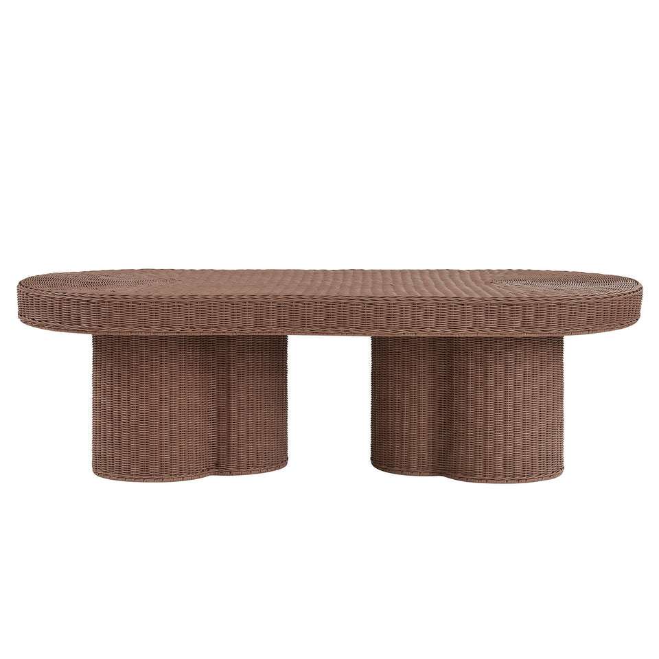 Sarova 60 Inch Natural Rattan Pedestal Coffee Table by Modway