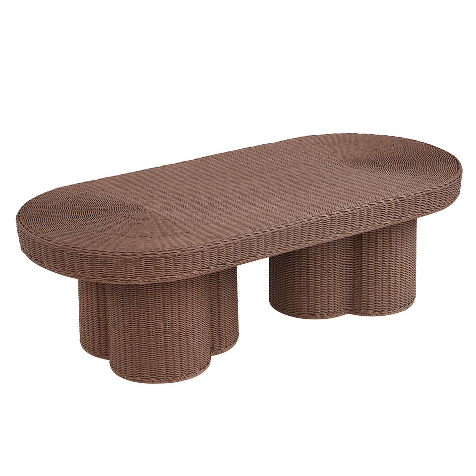 Sarova 60 Inch Natural Rattan Pedestal Coffee Table by Modway