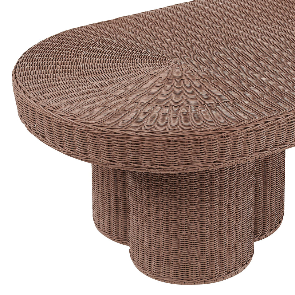 Sarova 60 Inch Natural Rattan Pedestal Coffee Table by Modway
