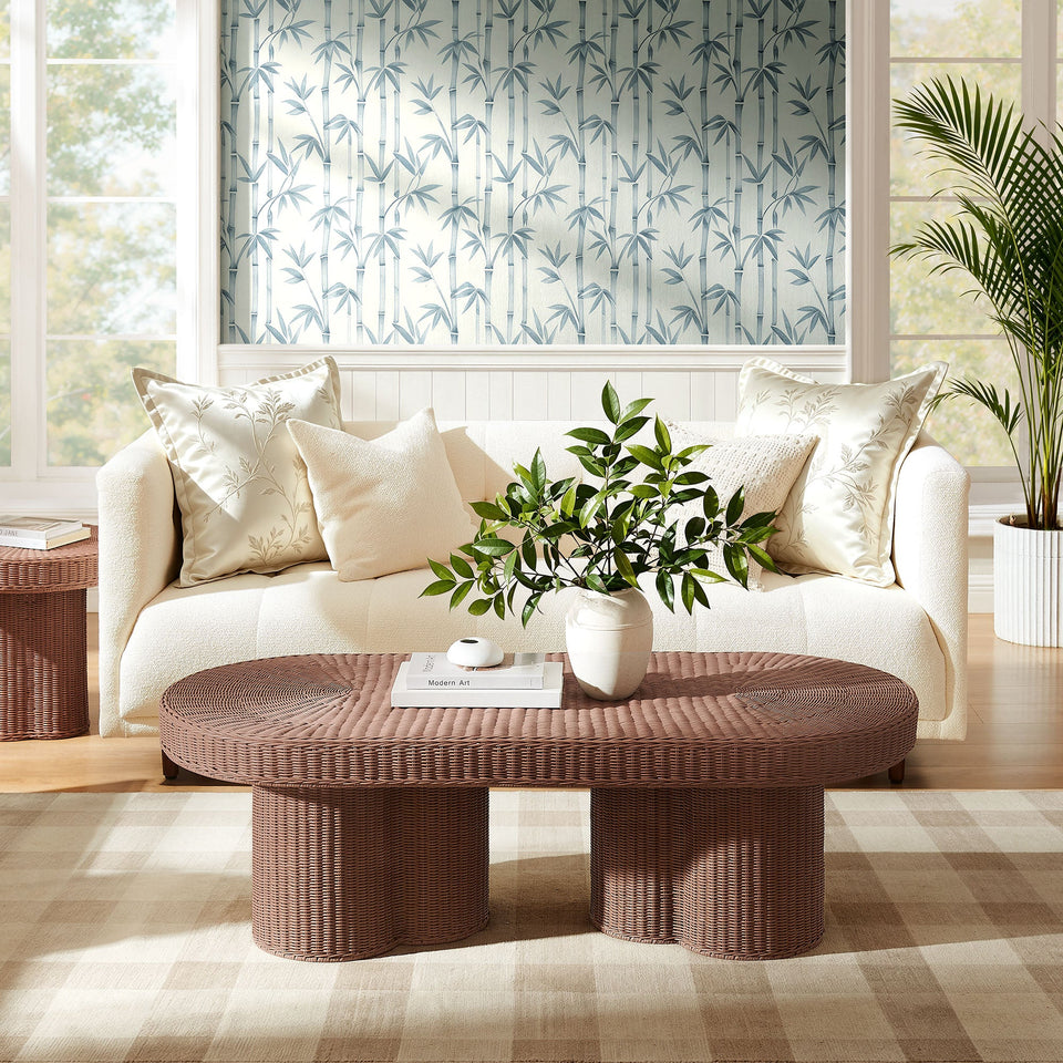 Sarova 60 Inch Natural Rattan Pedestal Coffee Table by Modway