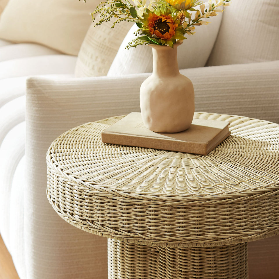 Sarova 20 Inch Natural Rattan Pedestal Side Table by Modway