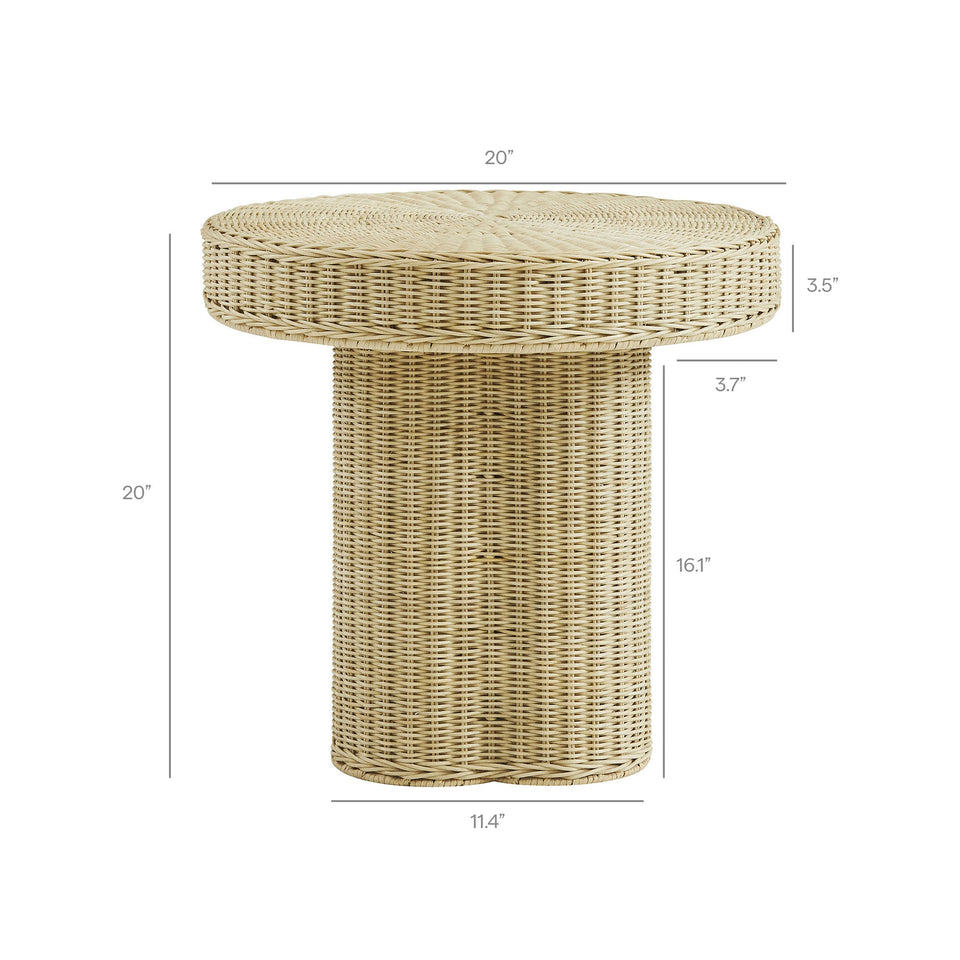 Sarova 20 Inch Natural Rattan Pedestal Side Table by Modway