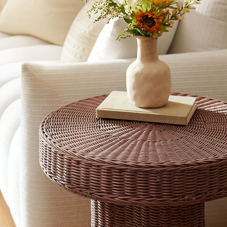Sarova 20 Inch Natural Rattan Pedestal Side Table by Modway