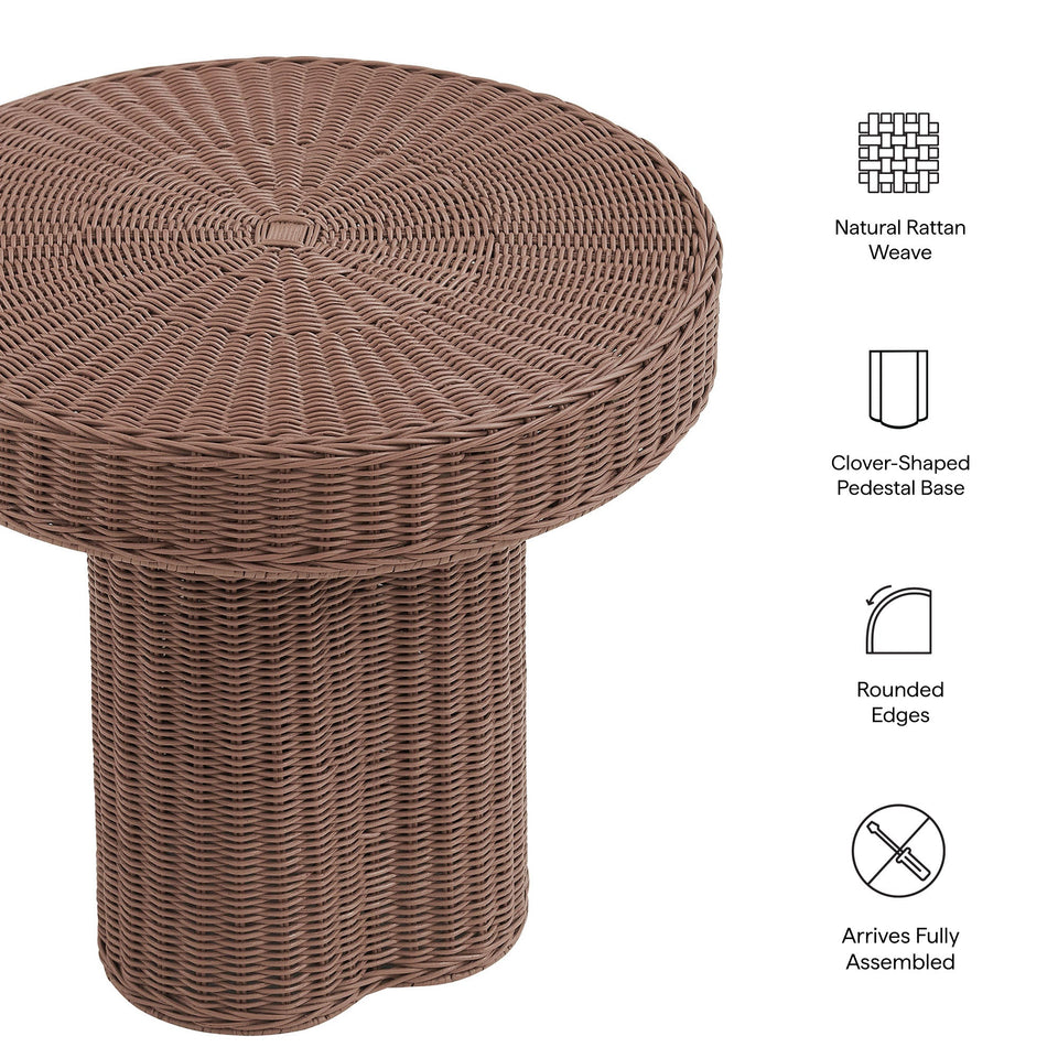 Sarova 20 Inch Natural Rattan Pedestal Side Table by Modway