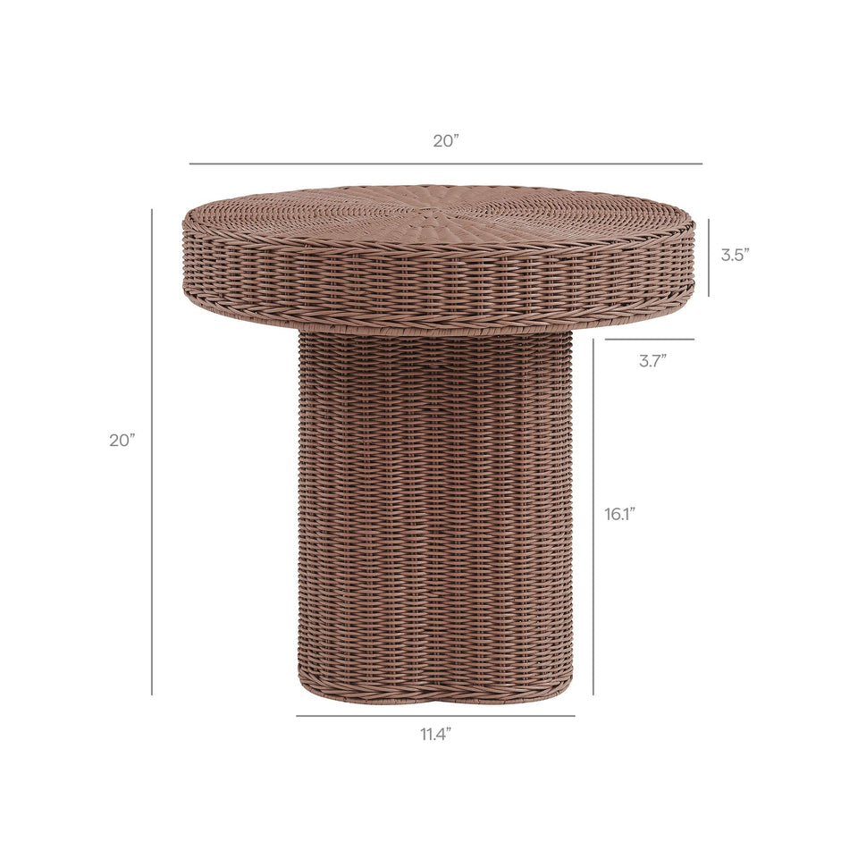 Sarova 20 Inch Natural Rattan Pedestal Side Table by Modway