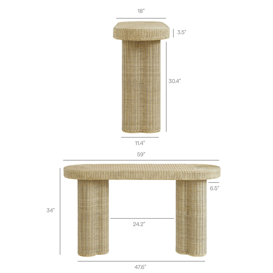 Sarova 59 Inch Natural Rattan Console Table by Modway