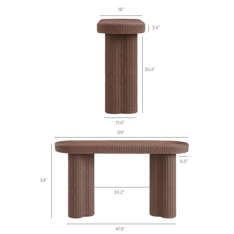 Sarova 59 Inch Natural Rattan Console Table by Modway
