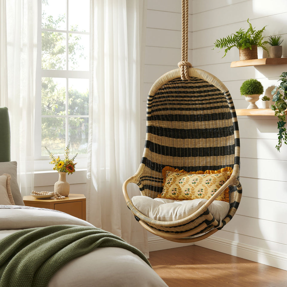 Carlo Two-Tone Woven Natural Rattan Hanging Chair by Modway