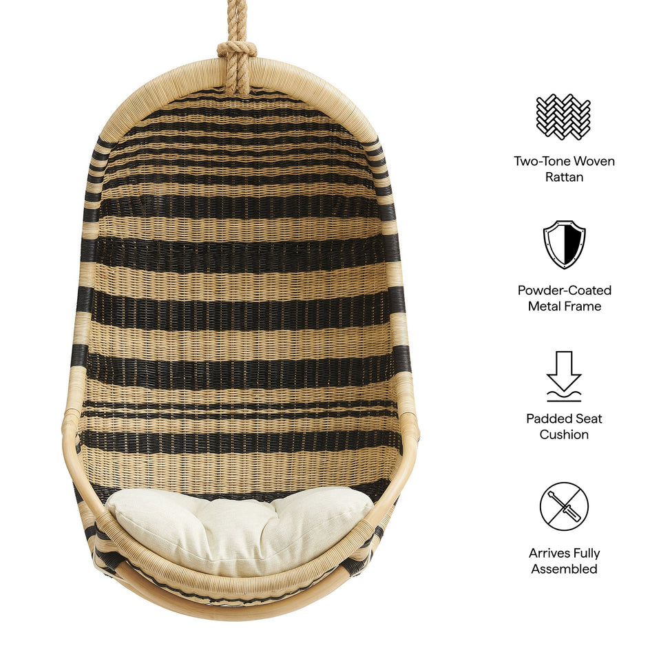 Carlo Two-Tone Woven Natural Rattan Hanging Chair by Modway