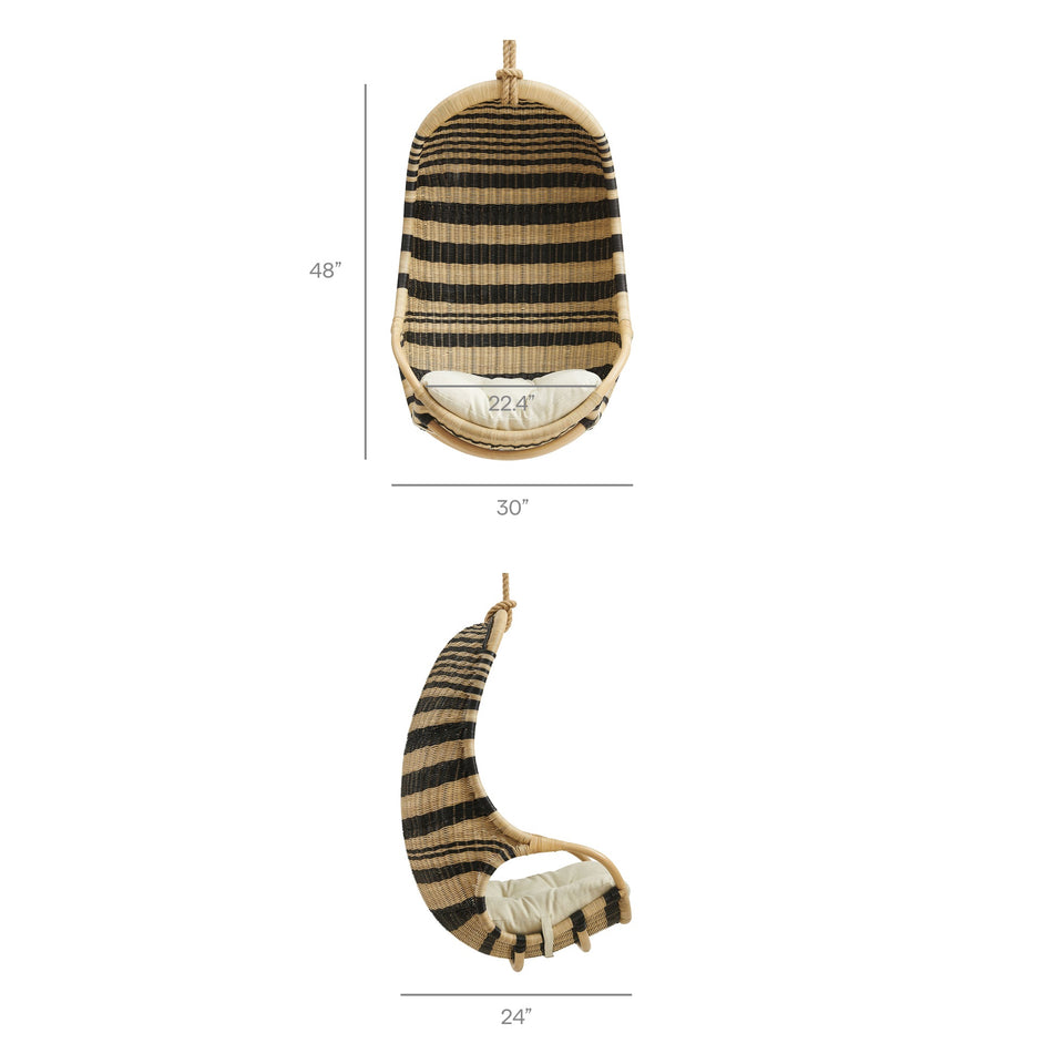 Carlo Two-Tone Woven Natural Rattan Hanging Chair by Modway