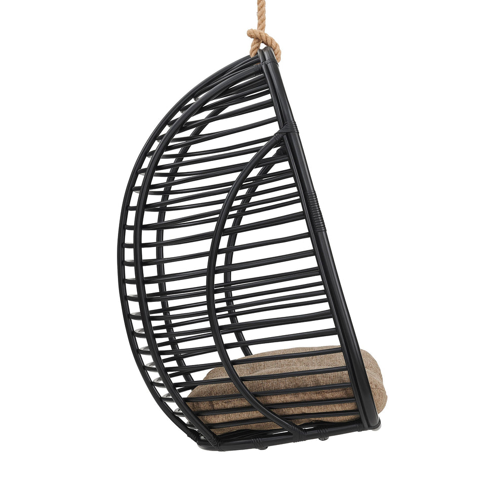 Neve Open Rib Weave Natural Rattan Hanging Chair by Modway