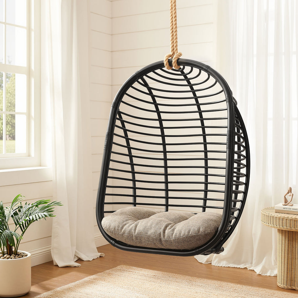 Neve Open Rib Weave Natural Rattan Hanging Chair by Modway