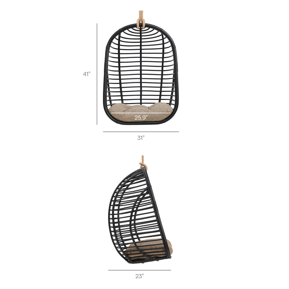 Neve Open Rib Weave Natural Rattan Hanging Chair by Modway
