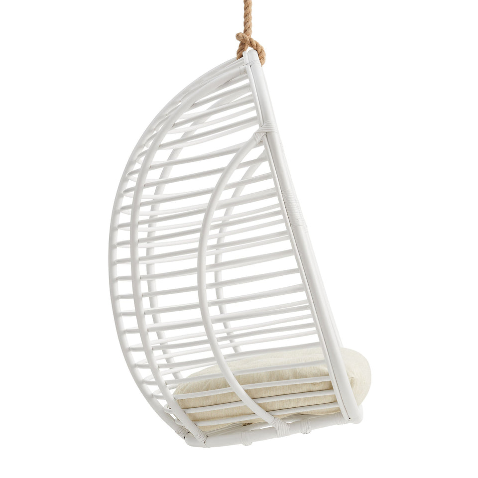 Neve Open Rib Weave Natural Rattan Hanging Chair by Modway