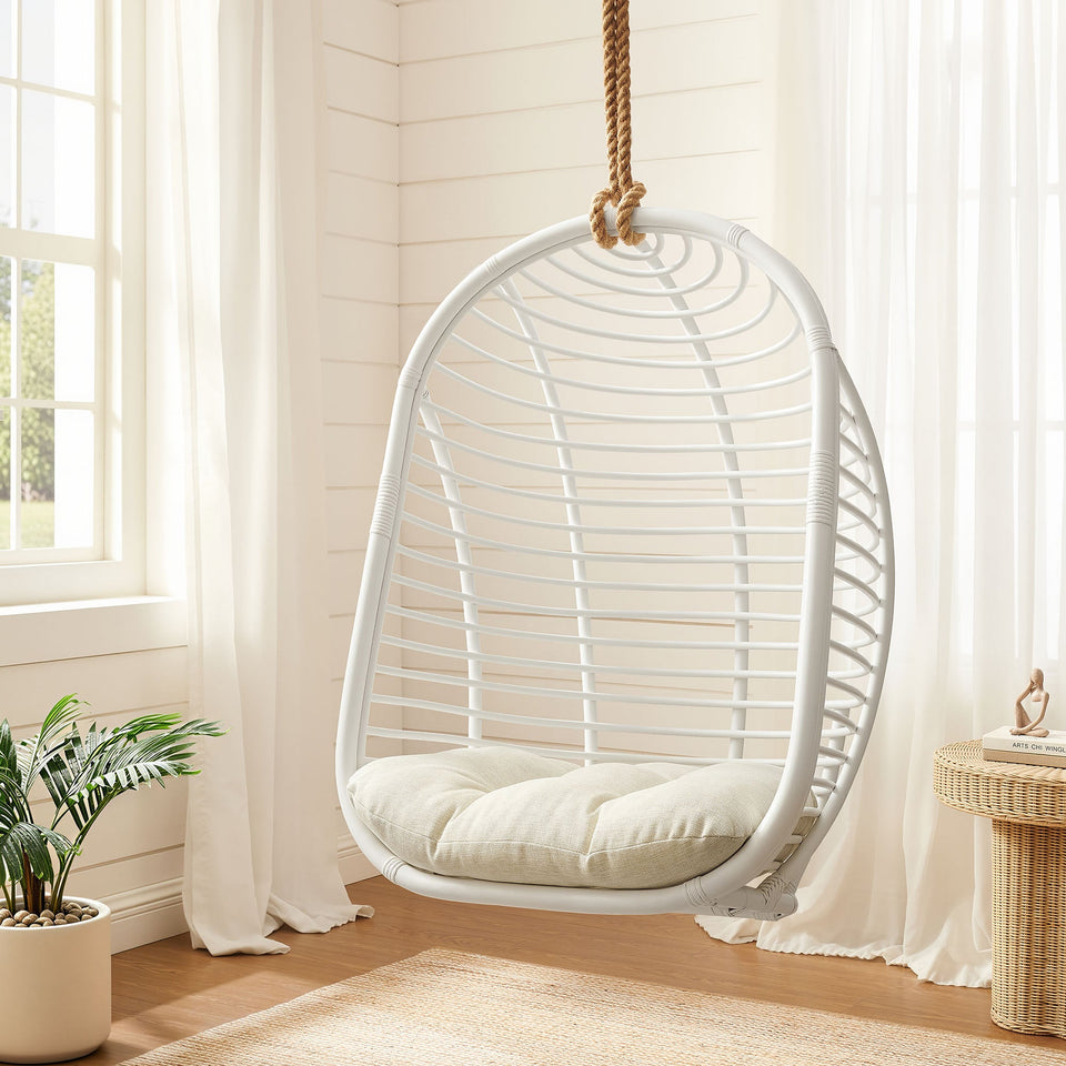 Neve Open Rib Weave Natural Rattan Hanging Chair by Modway