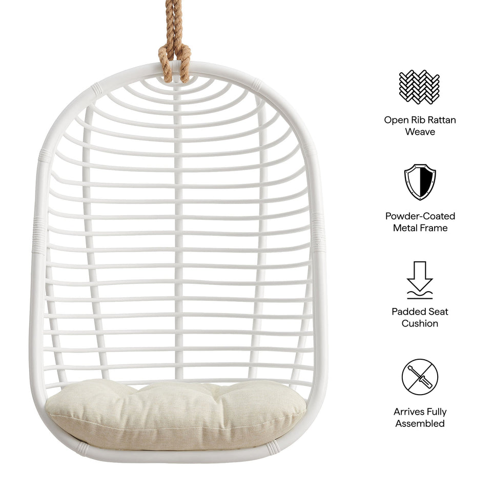 Neve Open Rib Weave Natural Rattan Hanging Chair by Modway