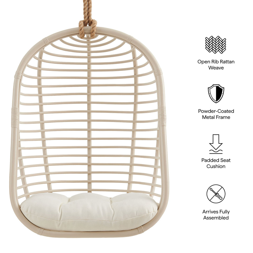 Neve Open Rib Weave Natural Rattan Hanging Chair by Modway