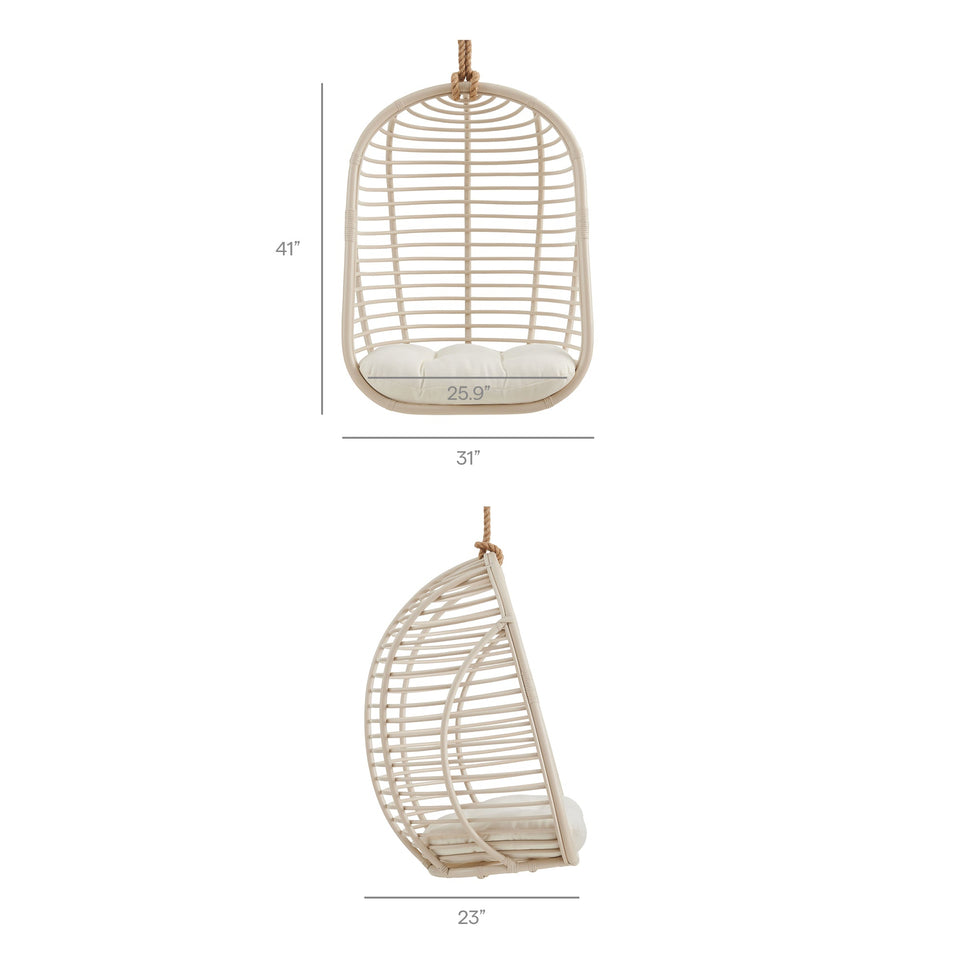 Neve Open Rib Weave Natural Rattan Hanging Chair by Modway