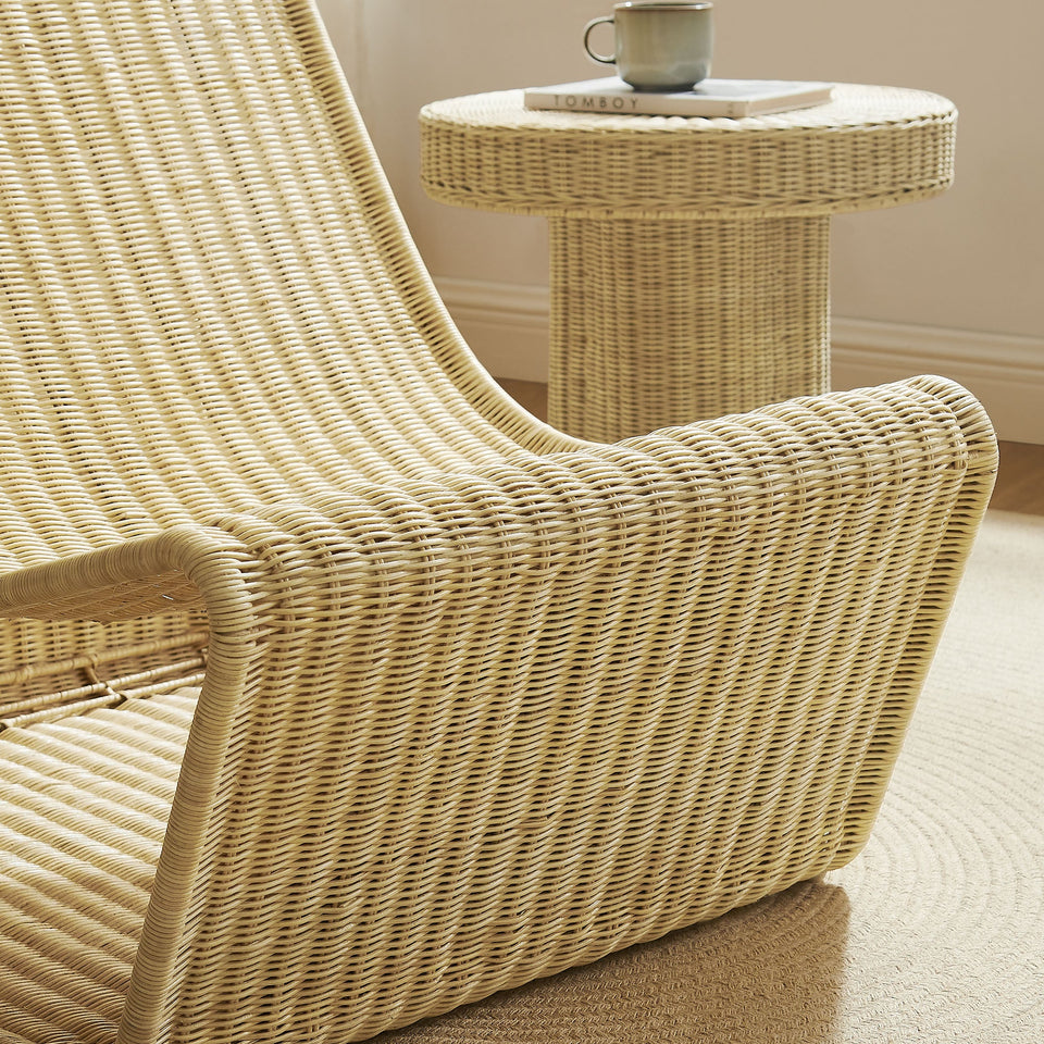 Eira Curved Low Seat Natural Rattan Lounge Chair by Modway