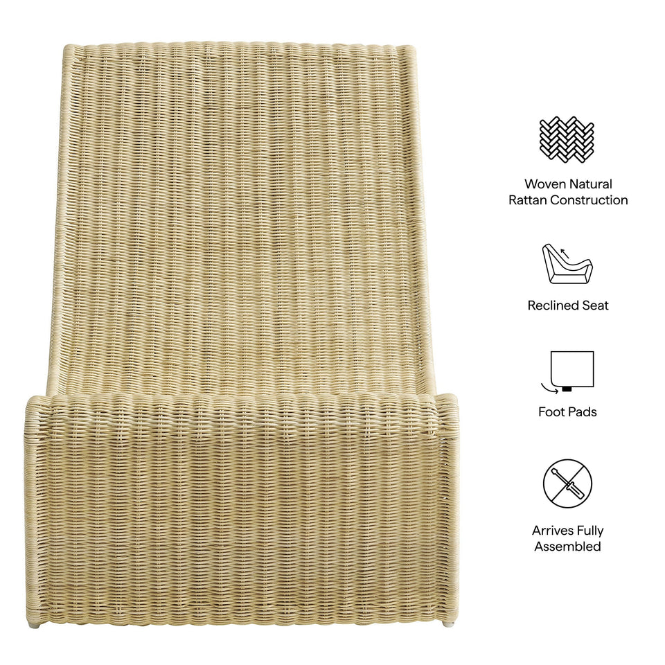 Eira Curved Low Seat Natural Rattan Lounge Chair by Modway